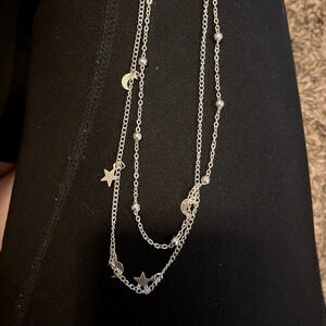 silver double strand moon and star choker 🐼🐼🐼